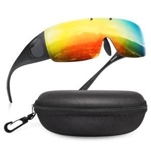 [Br'Guras] オーバーグラス 偏光サングラス メガネをかけたまま対応のサングラス 跳ね上げ式 UV400 紫外線カット サイクリング、釣り、ランニング、野球 格好い｜days-of-magic