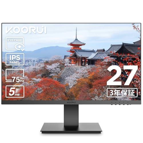 KOORUI モニター 27インチ、ディスプレイ フルHD IPS 非光沢 デスクトップ PCモニタ...