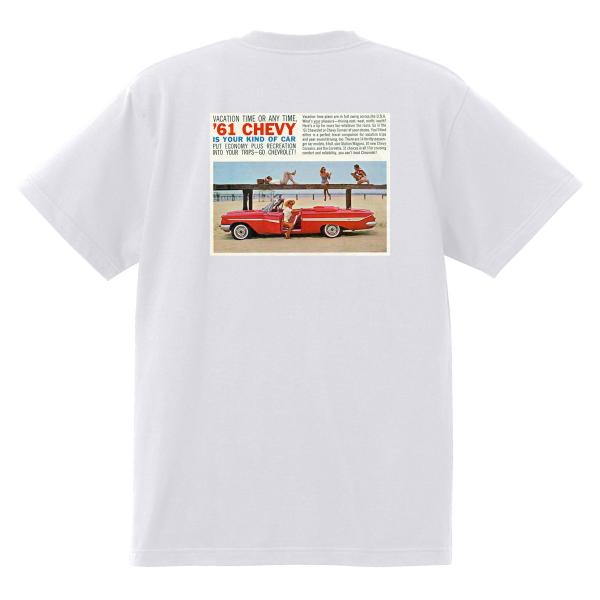 アドバタイジング シボレー インパラ 1961 Ｔシャツ 052 白 アメ車 ホットロッド ローライ...