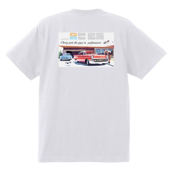 アドバタイジング シボレー ベルエア 1956 Ｔシャツ 070 白 アメ車 ホットロッド ローライ...