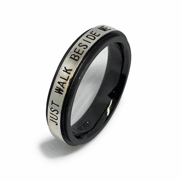 ALAMEGA LOVE メッセージ リング 25号 黒 指輪 シルバー925 JUST WALK ...