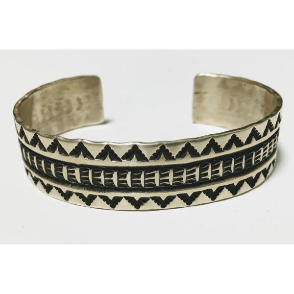 インディアンジュエリー スタンプ バングル 3 シルバー925 ADRIAN REEVES A.R....