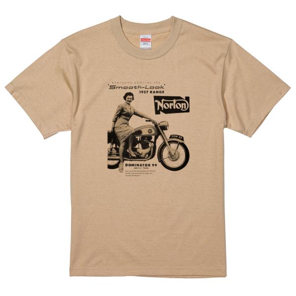 アドバタイジング Ｔシャツ ライトベージュ ビンテージ レトロ 1957年-B2 広告 モトクロス ...