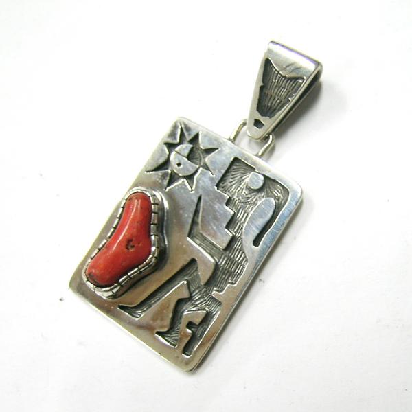 本珊瑚入り シルバー925製 オーバーレイトップ ホピ ナバホ？ ネイティブアメリカン インディアン...