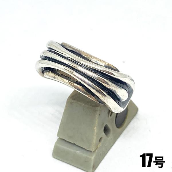 シルバー925 シンプル レイヤード リング 指輪 17号  ロック メタル ネイティブアメリカン ...