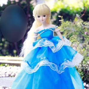 値下 1/3 ドール用 花柄ドレス 花冠 ポーチ付き 暖色系 55 中世