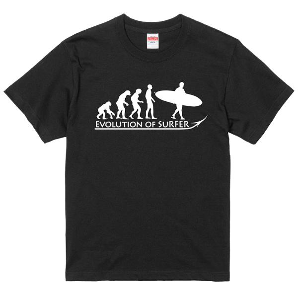 進化 EVOLUTION Ｔシャツ 波乗りサーファー サーフィン 男性　黒