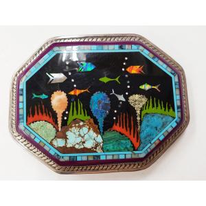 ナホバ•ネイティブアメリカン12KGFバックル•ベアクロウ•ターコイズ•赤珊瑚 ナホバ•ネイティブアメリカン12KGFバックル•ベアクロウ•ターコイズ•赤