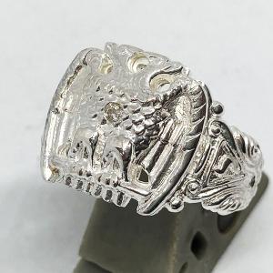 純銀＆本物 ダイヤモンド ダブルヘッドイーグル フリーメイソン リング