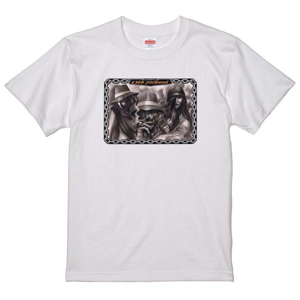 オールドスクール ローライダー Tシャツ MT03 白 HIPHOP アメ車 ミューラル ギャング ...