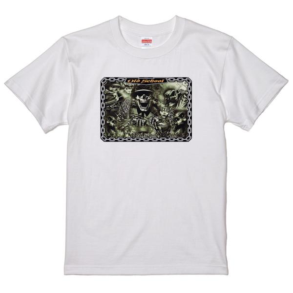 オールドスクール ローライダー Tシャツ MT09 白 スカル ミューラル カラベラ チョロ ギャン...