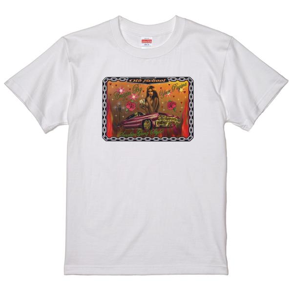オールドスクール ローライダー Tシャツ 白 MT40 HIPHOP チカーノ ハイドロ シボレー ...