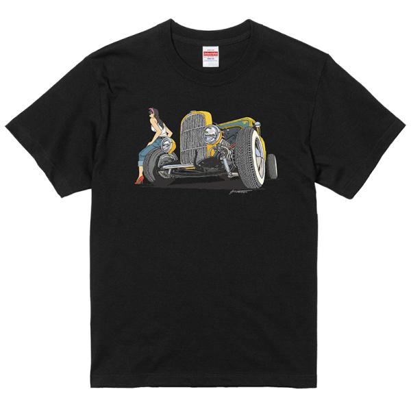 村田峻治 画伯 EASYCRUISEコラボＴシャツ デュースクーペ 黒 ホットロッド アメ車 50s...