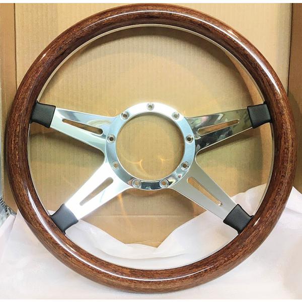 カスタム アルミ racerS ステアリング ウッド 木 9穴 約35φ 14インチ バドニック モ...