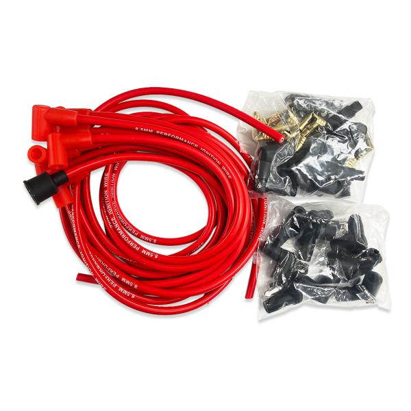 アメ車 V8 V6 汎用 8.5mm プラグワイヤー プラグコード 90度 赤 キャデラック GMC...