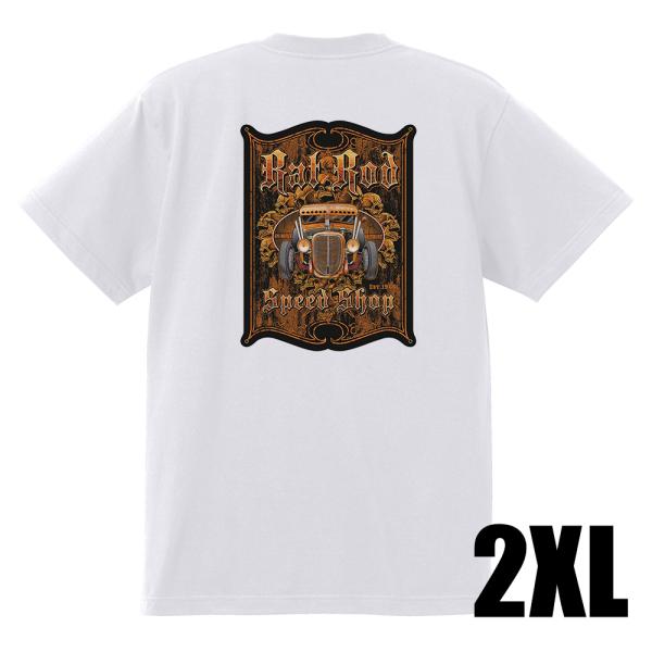 2XL XXL アメリカン ホットロッド Ｔシャツ H32 白地 マッスル フォード ドラッグレース...