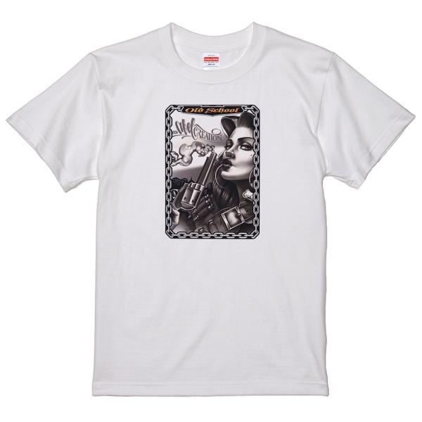 ローライダー ミューラル セクシーレディ Tシャツ W40 白 ギャング チカーノ メキシカン チョ...