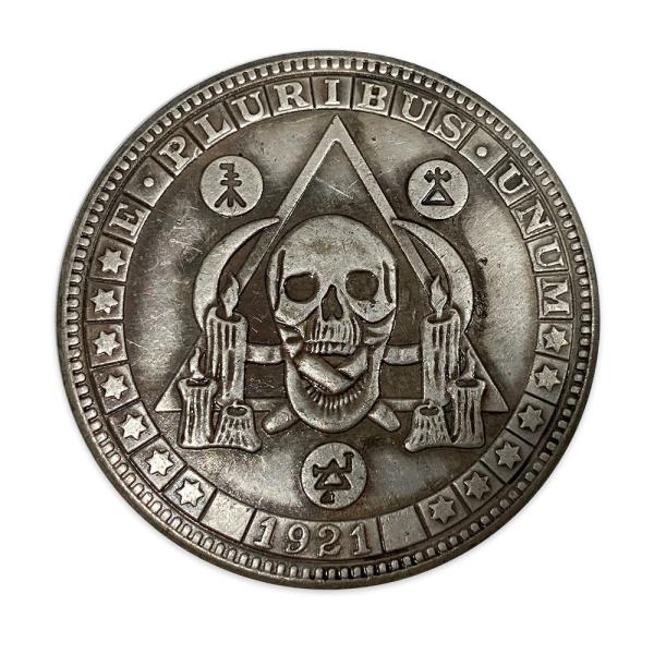 モルガン 硬貨 コイン 1ドル銀貨 レプリカコイン 死神 スカル 髑髏 タロット 海賊 エングレービ...