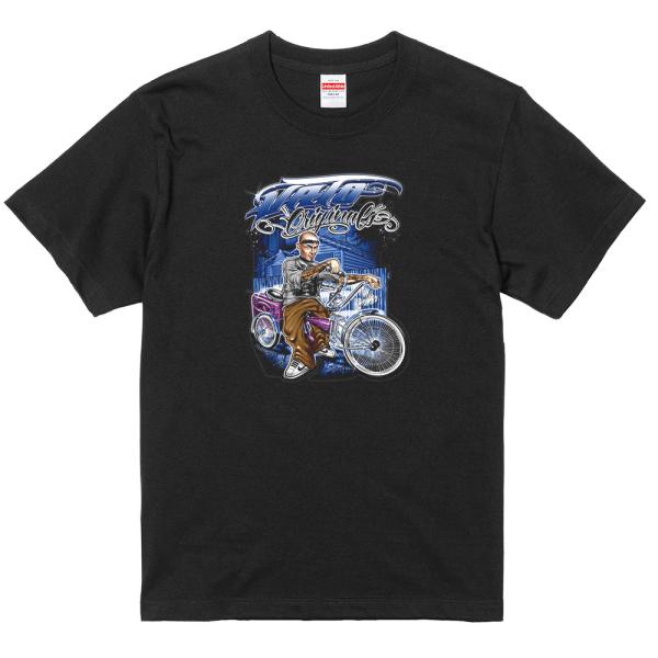 ローライダー HIPHOP ミューラル Tシャツ 黒 W7 チャリ 自転車 バイク ローチャリ チカ...