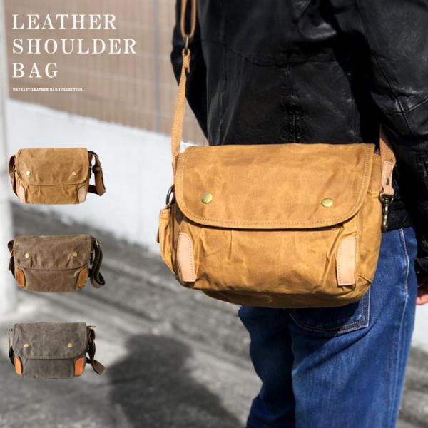 ミニバッグ ショルダーバッグ キャンバスバッグ DaysArt メンズ ユニセックス 本革 帆布 オ...