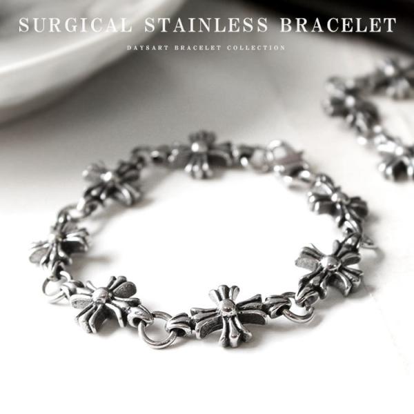 ブレスレット メンズ サージカルステンレス アイアンクロス 十字架 クロスチェーン ステンレスブレス...