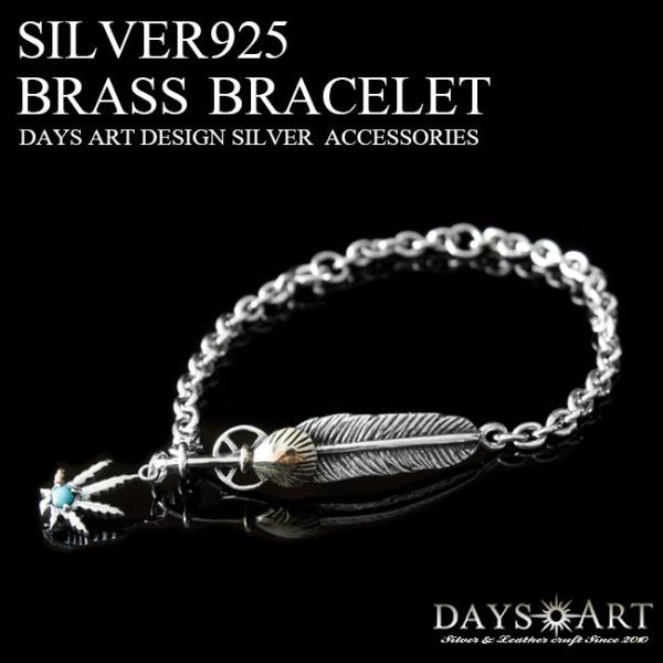 ブレスレット シルバー925 メンズ ターコイズ リンクブレスレット