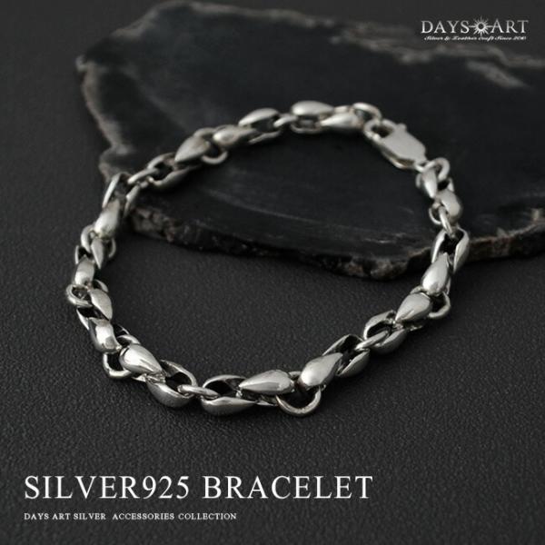 ブレスレット メンズ ユニセックス シルバー925 ティアドロップ シンプル ティアーリンク