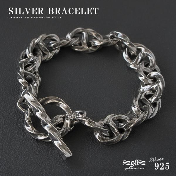 ブレスレット シルバーブレス メンズ シルバー925 チェーン good vibrations ツイ...
