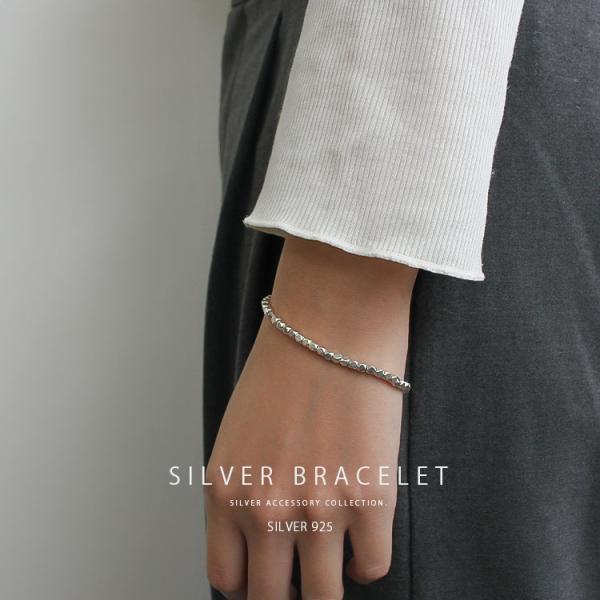 ブレスレット レディース シルバー925 キューブカット チェーン チェーンブレスレット おしゃれ ...