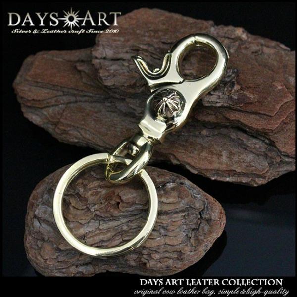 キーチェーン キーホルダー メンズ 真鍮製 ブラス アイアンクロス ナスカン