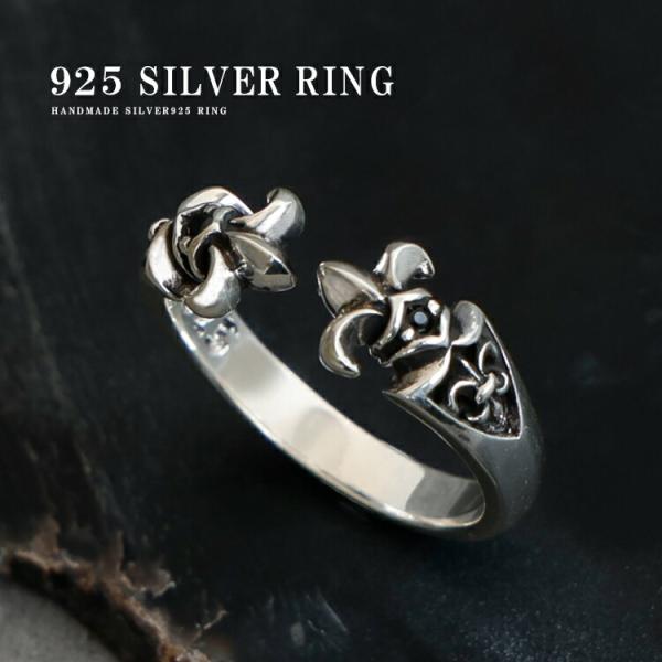 リング メンズ レディース シルバー 百合の紋章 フルールドリス ユリ フレア リリィ ジルコニア ...