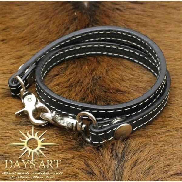 ウォレットチェーン ウォレットロープ シンプル サドルレザー 本革 牛革 ブラック メンズ