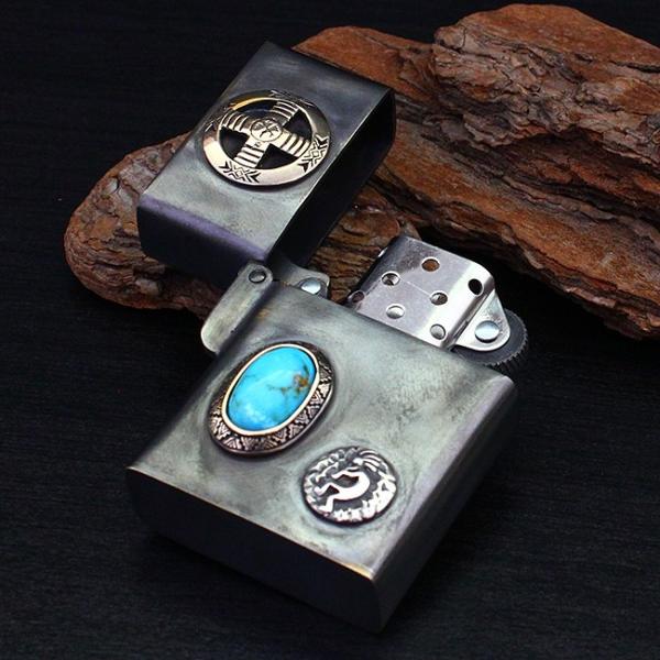 Zippo ジッポ アーマーモデル 真鍮製 アンティークブラス ココペリ ターコイズ