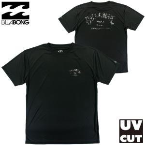BILLABONG メンズ ラッシュガード UV UPF50+ 半袖 ラッシュTシャツ 紫外線対策 定番ロゴ 黒 ビラボン BE011856｜daysstore