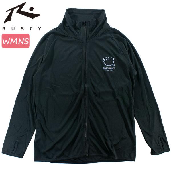 RUSTY ラスティー レディース 長袖ラッシュガード バックプリント フード無し UVウェア 女性...