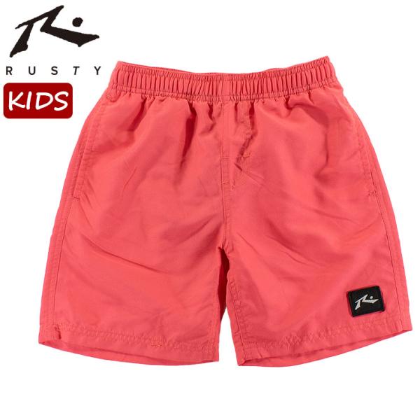 RUSTY キッズ サーフトランクス ブランドロゴ 子供用 海パン 男の子 インナー付 無地 サーフ...