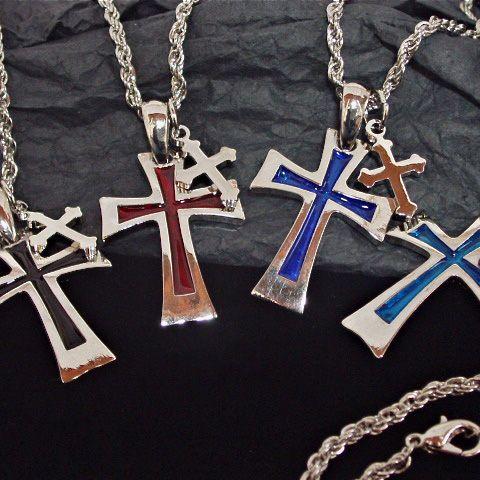 【即納】メール便送料無料/特価/ユニセックス/カラフルカラーのロングチェーンゴシッククロス/カーブフ...