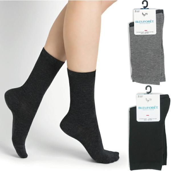 BLEUFORET ブルーフォレ コットンソックス ツインパック レディース COTTON SOCK...