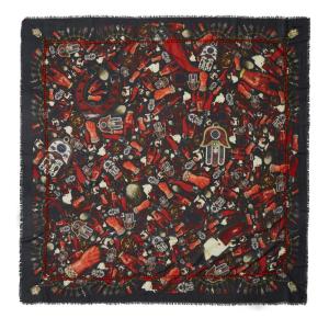 ファリエロサルティ Faliero Sarti 総柄ストール マフラー カシミヤ混