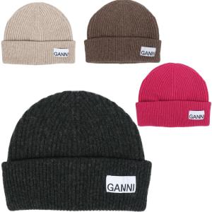 GANNI ガニー ニット帽 Light Structured Rib Knit Beanie A5118