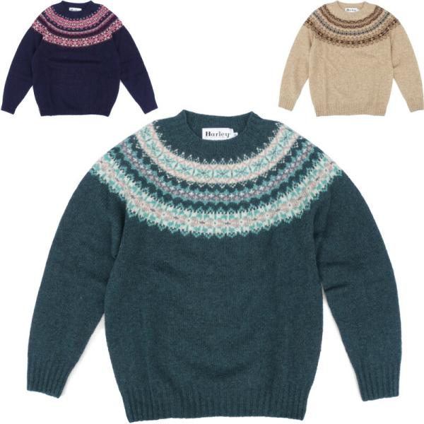 Harley of Scotland ハーレーオブスコットランド ノルディック柄 クルーネックセータ...