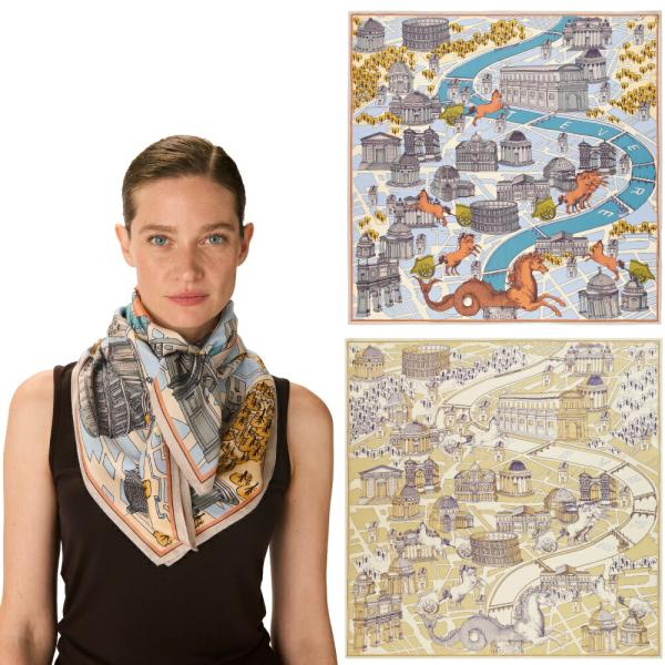 INOUI EDITIONS イヌイエディションズ シルク×モダール スクエアスカーフ ROME ロ...