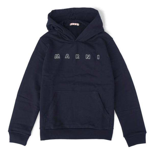 MARNI マルニ キッズ ロゴ長袖パーカー スウェット フーディー M01407 0M803 ネイ...