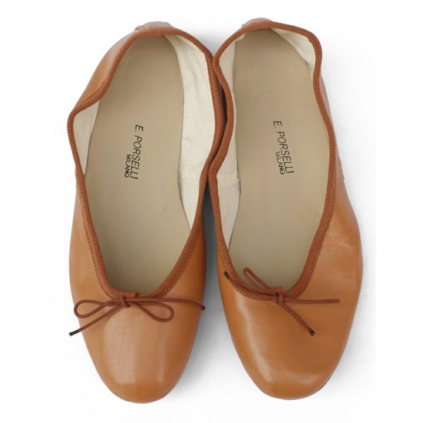 PORSELLI ポルセリ レディース バレエシューズ タン BALLERINE 95 PELLE ...