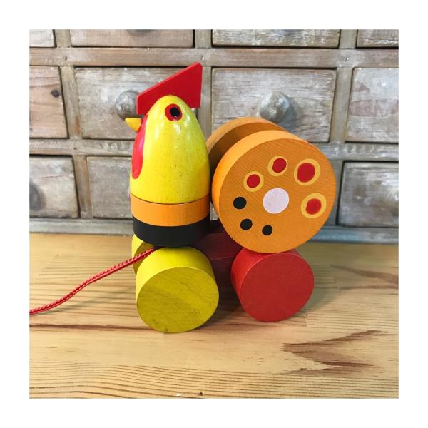 木のおもちゃ プルトイ　にわとり【ネコポス便不可×】