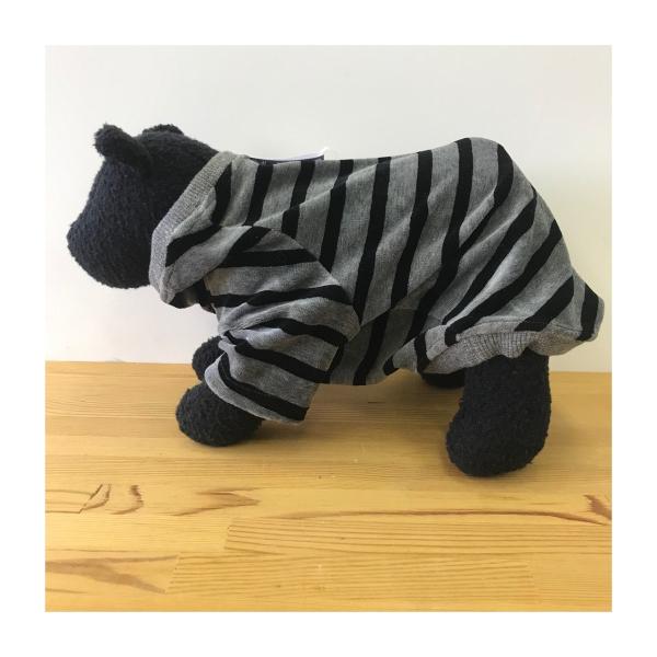 犬の服　ベロアボーダースウェット　FBM　グレー×ブラック　犬【ネコポス便可〇】