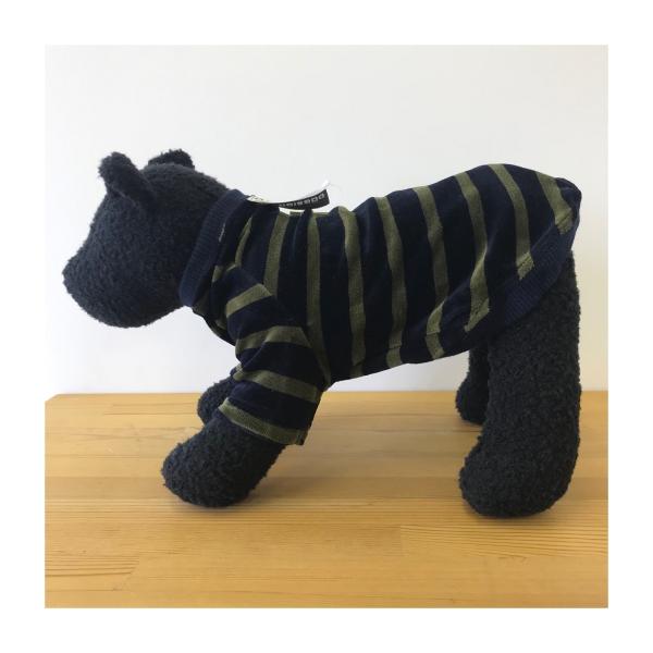 犬の服 ベロアボーダースウェット S　ネイビー×グリーン　犬　服【ネコポス便可〇】