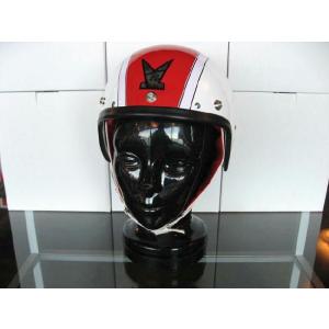 【DBMSオリジナル】STADIUM PROJECT 3 Type / ROCKET 3（ロケット3）WHITE×RED (WH LINE TAPE)  UK復刻ヘルメット｜dbms