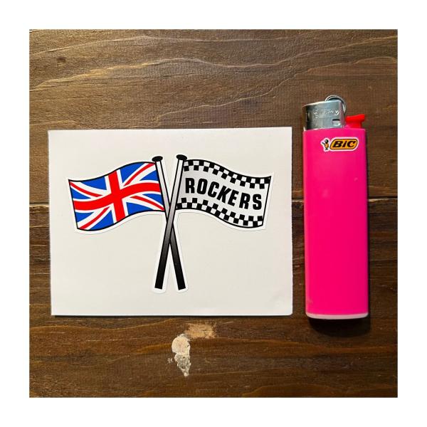 【ネコポス発送可能】英国バイクステッカー Union Jack &amp; Rockers Crossed ...