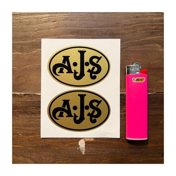 【ネコポス便発送可能】AJSステッカー  AJS Black on Gold Oval Sticke...